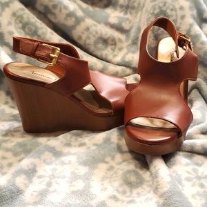 Brown American Eagle Slingback Wedges
